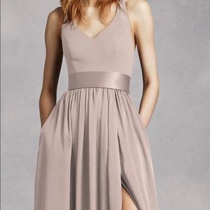 Vera Wang V Neck Halter Bridesmaid Dress With Sash